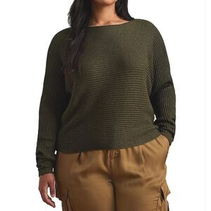 Ralph Lauren Sweater Womens Plus Size 2X Metallic Rib Knit Boat Neck Slouchy